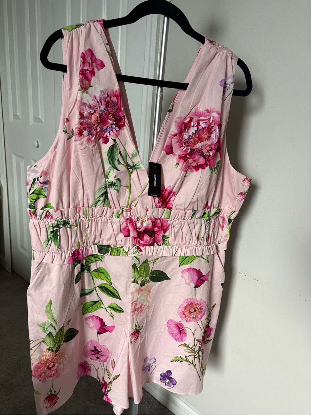 Express Pink Floral One-Piece Romper